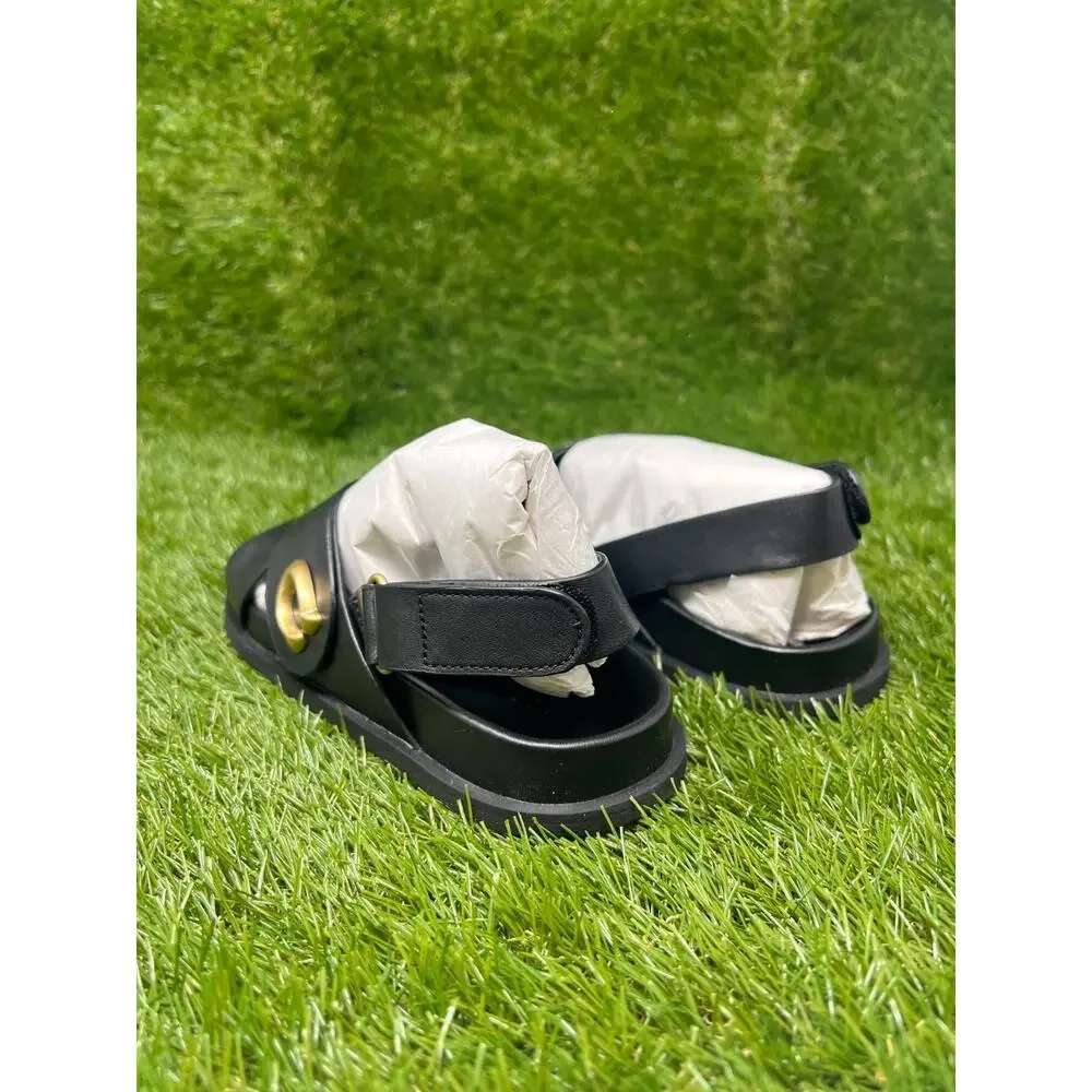 NWB COACH Size 5B Sculpted C Criss Cross Sandals Black CFG40